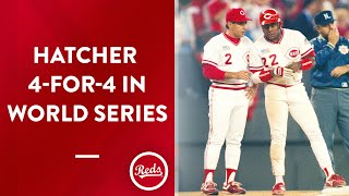 Billy Hatcher goes 4-for-4 in Game 2 of the 1990 World Series