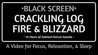 BLACK SCREEN CRACKLING LOG FIRE & BLIZZARD SOUNDS: 10Hr Nature Sounds for Focus, Relaxation, & Sleep screenshot 4