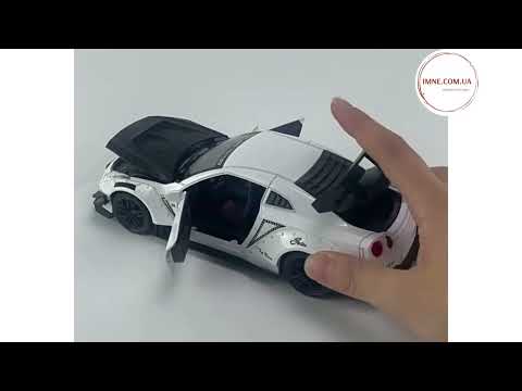 Детская литая модель машины Гоночный спорткар Nissan Skyline GT R35 Инерция Звук двигателя свет Рандомный цвет, видео 1
