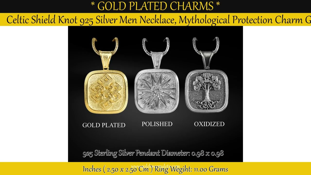 Celtic Shield Knot 925 Silver Men Necklace, Mythological Protection Charm Gift
