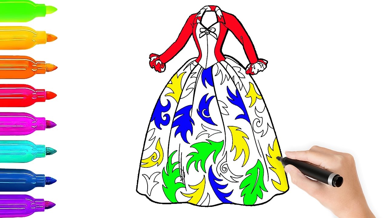 Learn Colors For Kids & Beautiful Dress Coloring Pages l Coloring Book Videos For Children