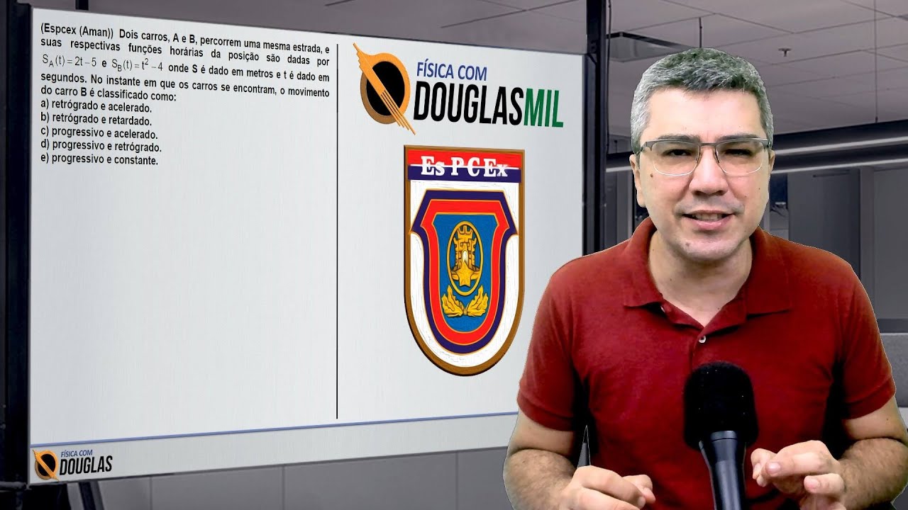 Física com Douglas Militar | FcD MIL | EspCEx | Cinemática | Dois Carros A e B percorrem uma mesma