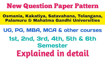 New Question Paper Pattern | Explained in detail | UG, PG, MBA & Other courses | OU KU PU MGU SU TU
