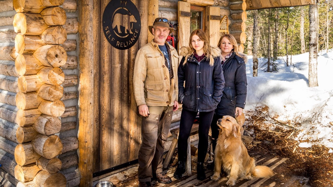 Wife And Daughter Making Maple Syrup Off Grid Log Cabin