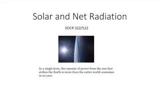 Solar Radiation Part 1