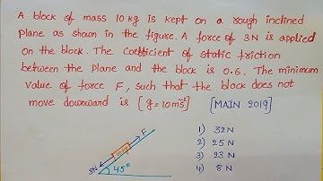 a block of mass 10kg is kept on a rough inclined plane as shown in the figure. A force 3N is applie