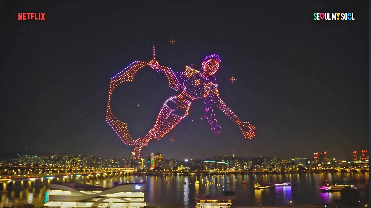 [4K 드론시점] 마지막 케데헌 드론쇼 앵콜 공연 @NetflixKoreaKPop Demon Hunters Drone Show - Seoul #케이팝데몬헌터스 드론라이트쇼