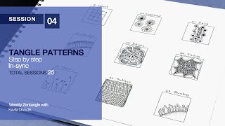 9 Easy Zentangle Patterns - Step by Step | Tangle Session 04