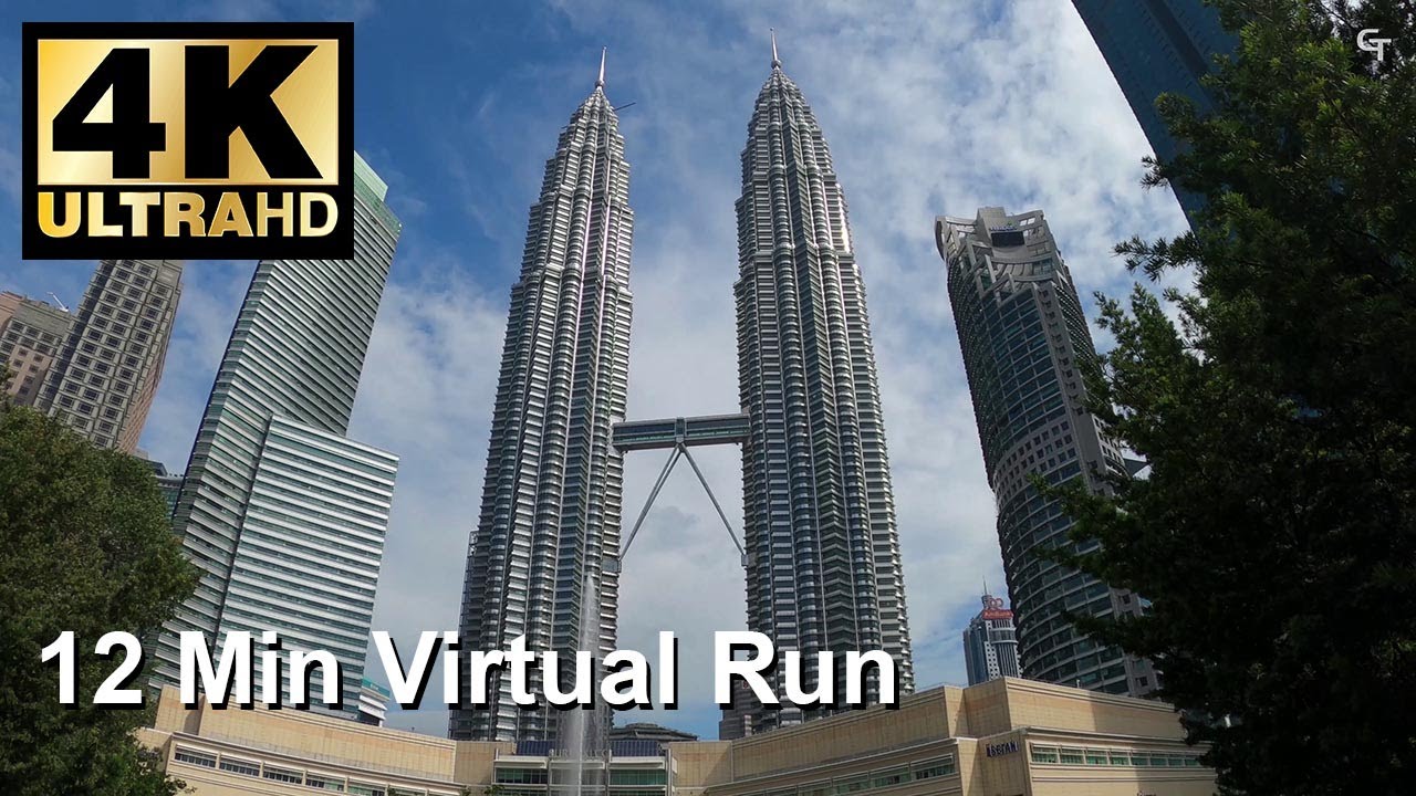 KLCC Park, Kuala Lumpur | 12 Min Virtual Running for Treadmill Workouts
