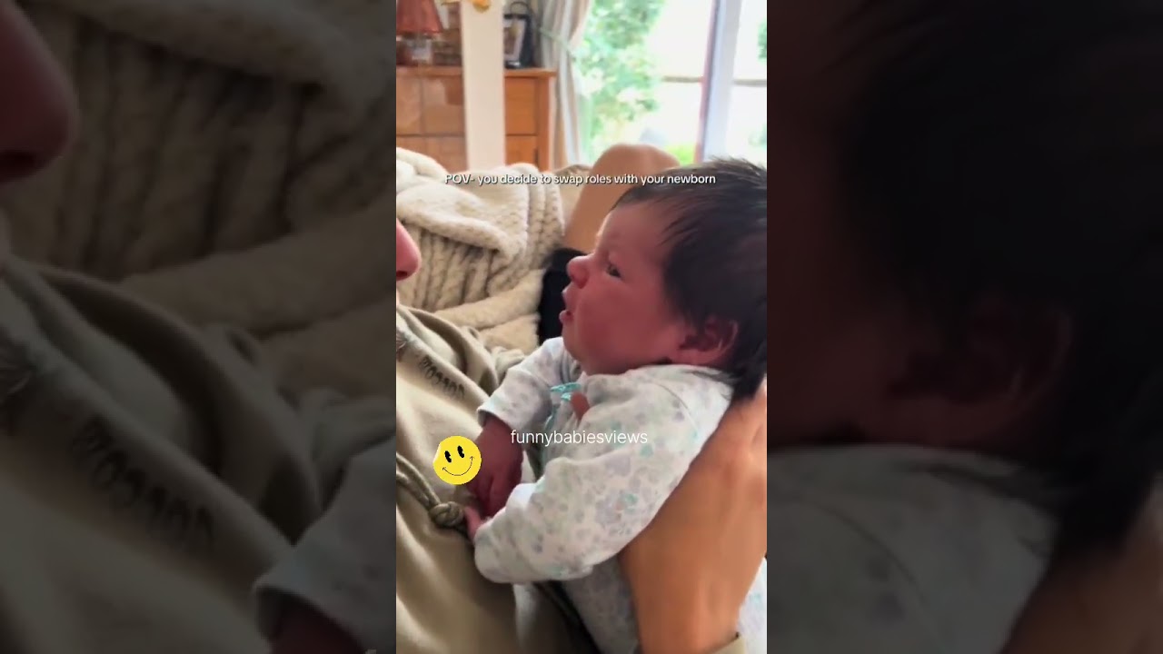 Daddy's silly noises vs  Baby's Adorable Reaction 🤣 funny babies views 😂 