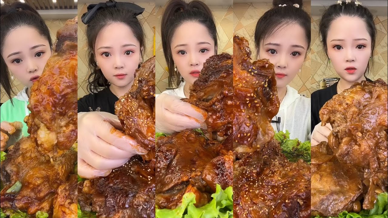 CHINESE MUKBANG SPICY FOOD (BEEF FOOT BONES)@Xiao Yu Mukbang @Bingxin666 Mukbang EATING SHOW