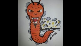 Step by step how to draw graffiti character - Graffiti Worm