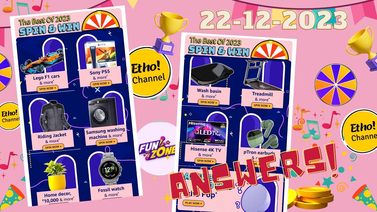 Amazon funzone best of 2023 spin & win | 22-12-2023 | Amazon funzone ...