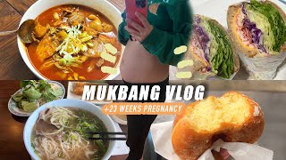 (mukbangvlog) Pregnancy Update!! 23 weeks+Hot Pot+ PHO + Belt fish casserole + Burger King