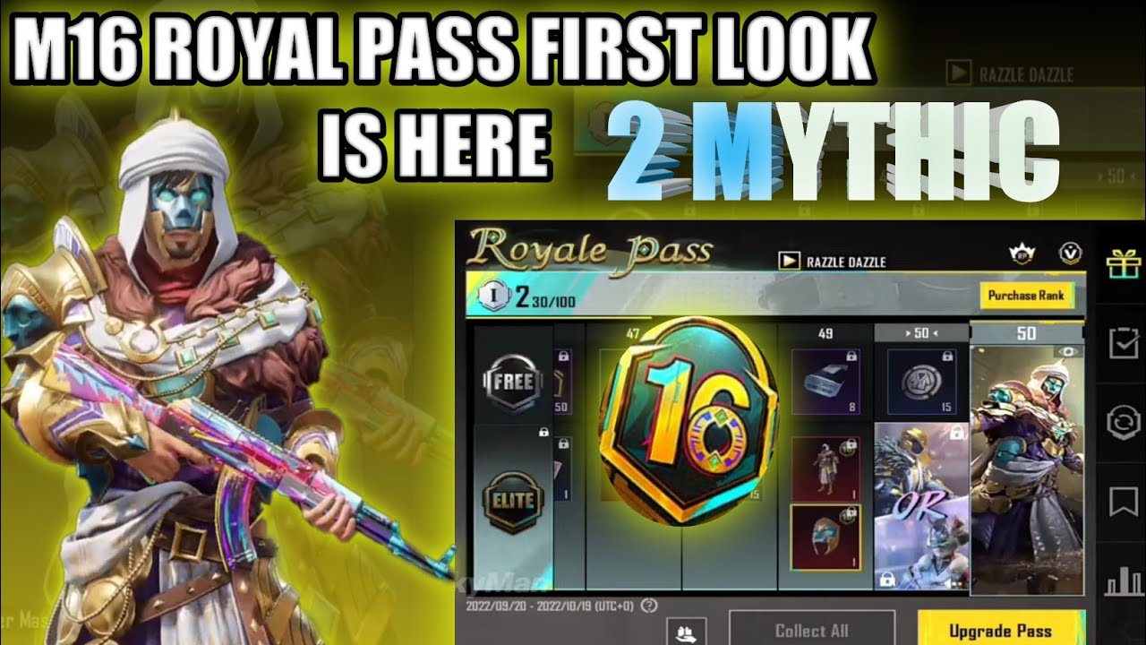 MONTH 16 ROYAL PASS | FIRST LOOK IS HERE | M16 ROYAL PASS | 1 TO 50 RP ...