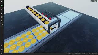 Simulation of Tray Filling Conveyor with Retractable Tail