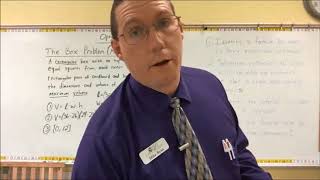 The Box Problem - Constrained Maximized Volume - Calc 1 - Mr. Ryan
