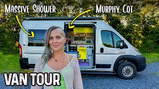 She Turned to VAN LIFE After SUDDEN  Life Changing Events  Tour a Full Size Van Camper Conversion