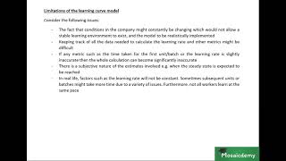 Chapter 12, Video 21, Limitations of the learning curve model (Concept explanation)