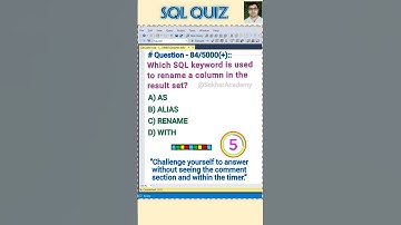 SQL Quiz 84 || #sql #mysql #interview #mcq #shorts #viralvideo #reels #databasequiz @SekharAcademy1