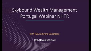 Portugal NHTR Webinar