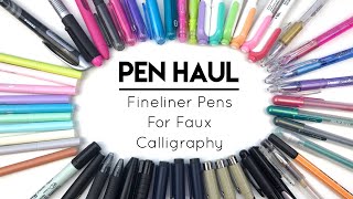 PEN HAUL: Fineliner pens for Faux Calligraphy | Hand Lettering Basics