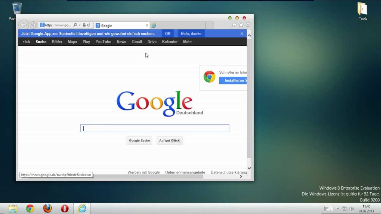 Windows 8: Chrome im Fenstermodus starten - YouTube