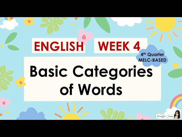 GRADE 1 | 4TH QUARTER - ENGLISH WEEK 4 - BASIC CATEGORIES OF WORDS | MELC-BASED MODULE class=