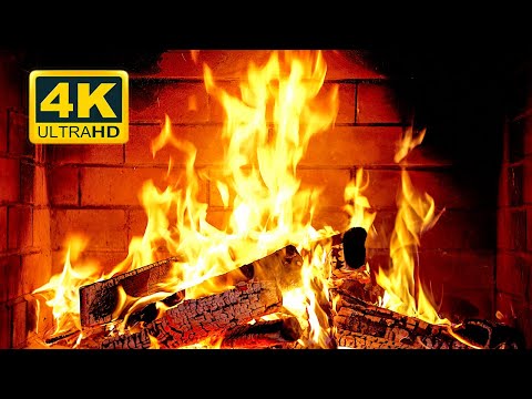 Cozy Fireplace 4K . Fireplace With Crackling Fire Sounds. Fireplace Burning 4K