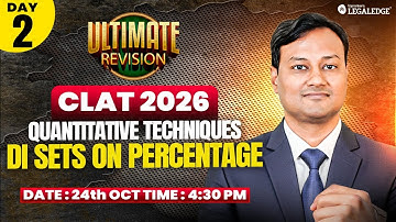 CLAT 2026 | Quantitative Techniques | DI sets on Percentage | Ultimate Revision | Tapesh Sir