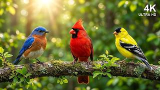Morning Birds ☀️ Soft Piano & Real Songbirds in Green Leaves and Early Sun | 4K screenshot 1