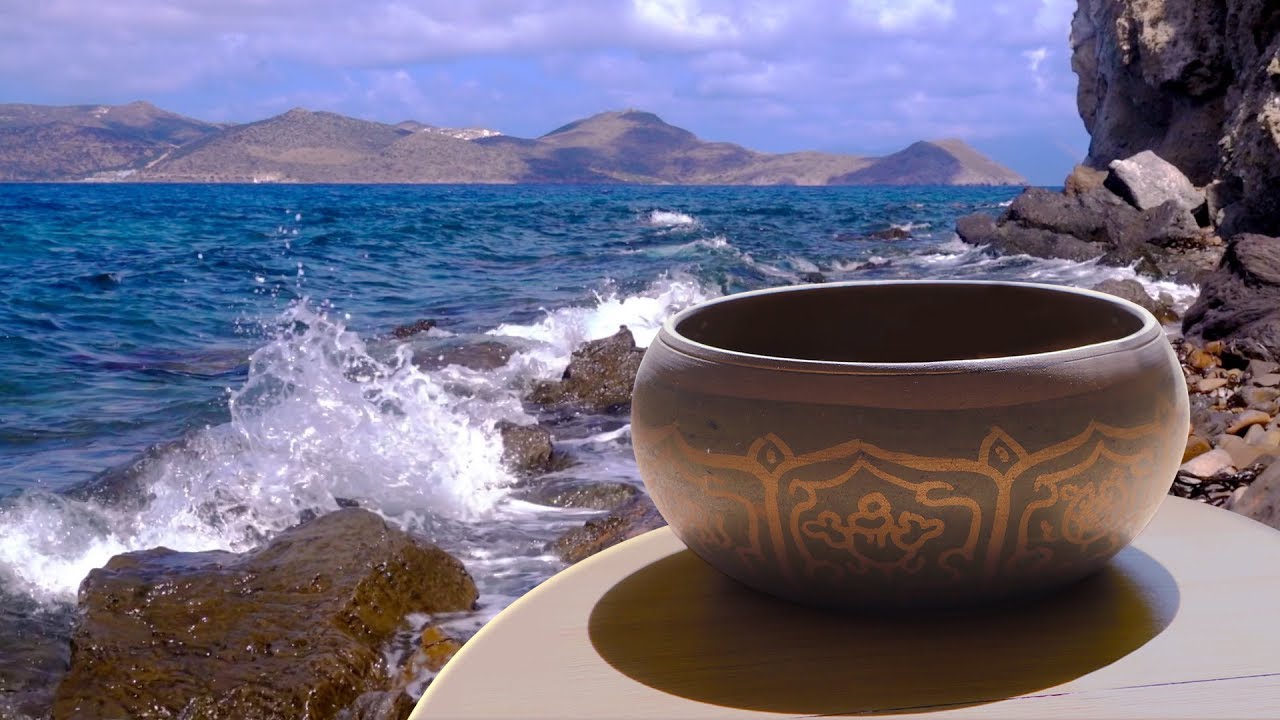 Tibetan Bowls + Ocean Waves | Music for Sleep, Studying, Meditation | White Noise 10 Hours