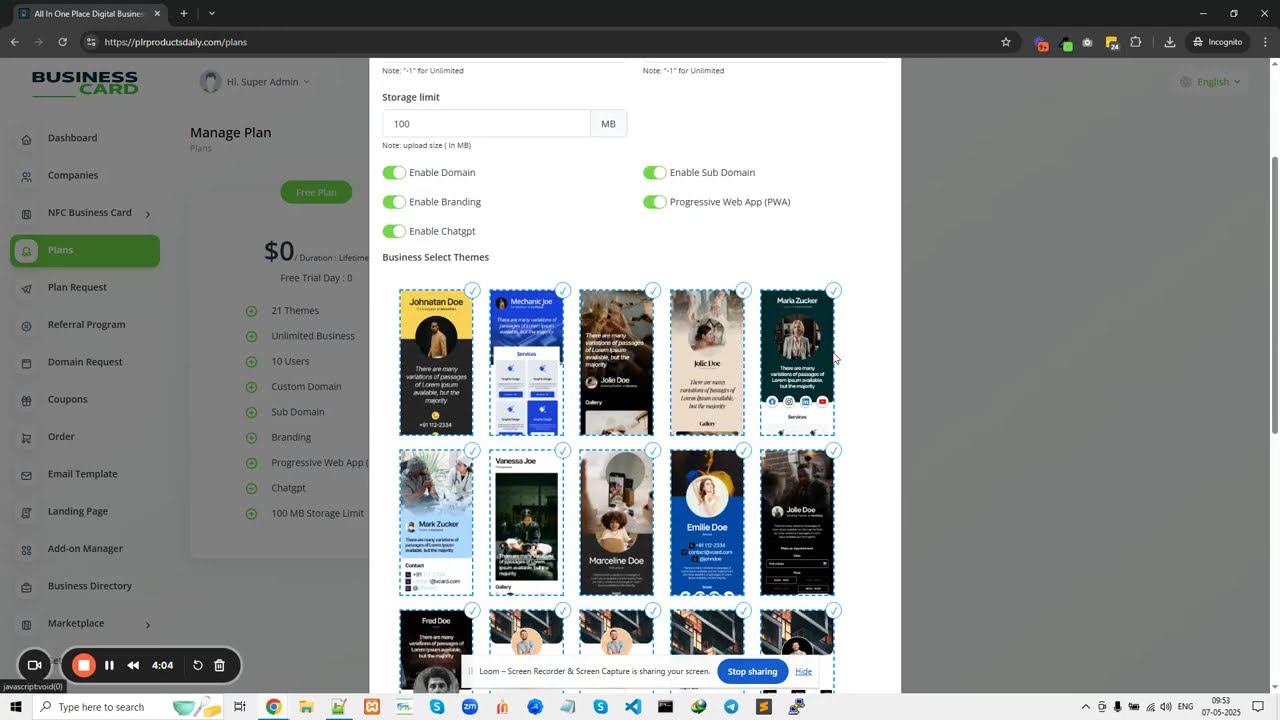 All-in-One Place Digital Business Card Builders: ADMIN Dashboard