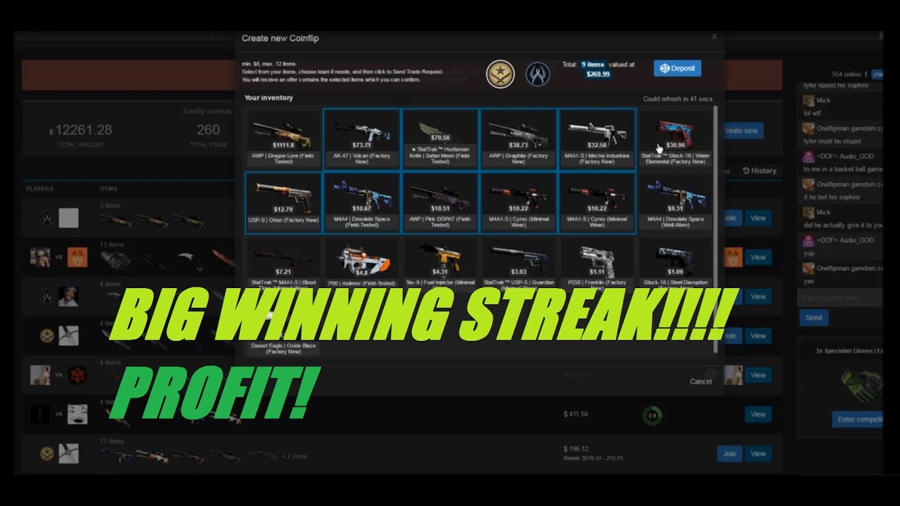 (CSGO REAPER) HUGE WINNING STREAK! + UPGRADED KNIFE!!