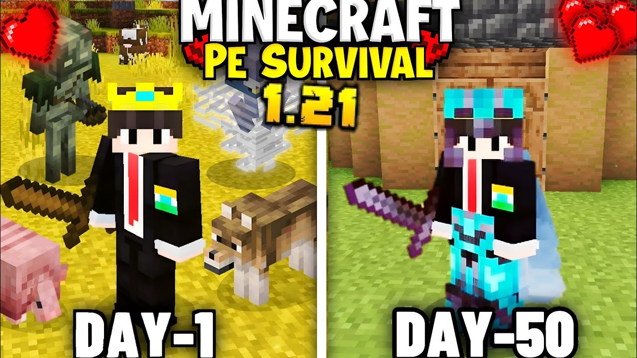 I Survived 50 Days 😍 In Minecraft PE 1.21 😘 | 50 Days Survival - YouTube