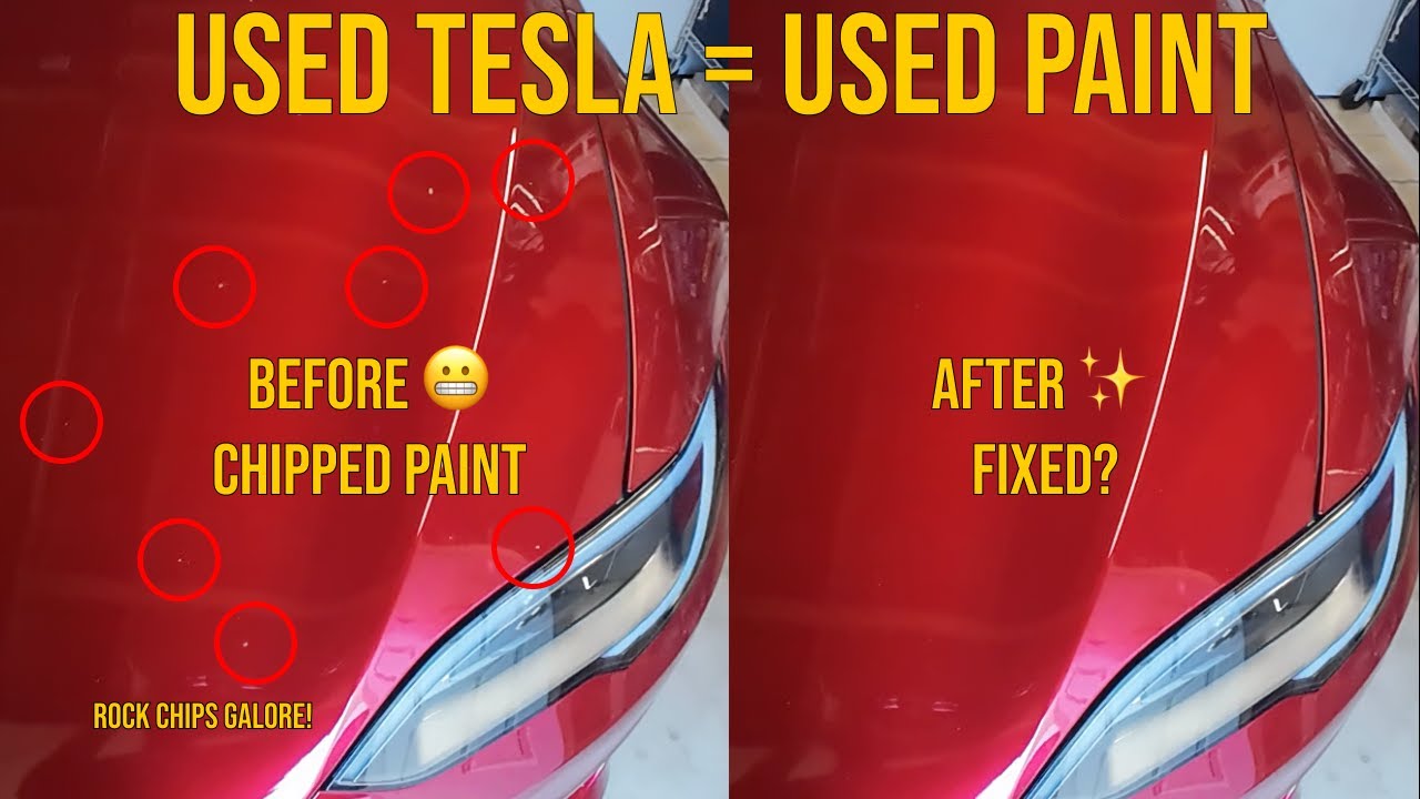 USED TESLA = USED PAINT 😬 - Using the tesla paint repair kit