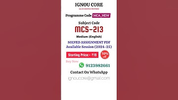 MCS 213 Solved Assignment PDF 2024-25 in English, MCA NEW program MCS-213 Solved assignments