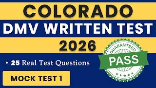 Colorado DMV Written Test 2026 | 25 Most Important Questions | CO DMV Permit Test 2026 | Handbook