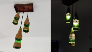 DIY hanging lamp|amazing wall hanging lamps|how to make glass bottle lamp|DIY room decor