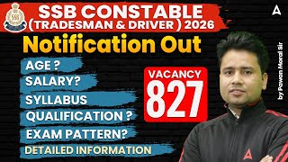 Ssb New Vacancy 2026  Ssb Constable U0026 Driver  Ssb Tradesman New Vacancy 2026   Details
