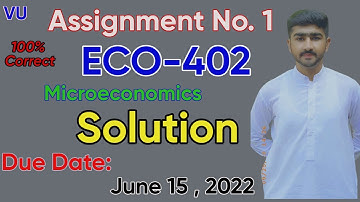 ECO402 Assignment 1 Solution 2022 | Spring 100% Correct | Eco402 Microeconomics By Usama Rajpoot
