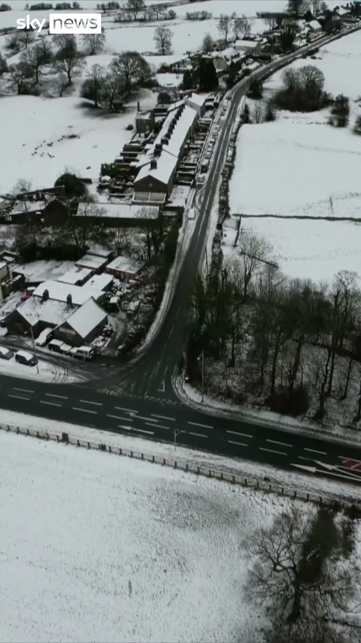 Village in Lancashire covered in first snowfall of 2025