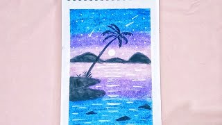  Moonlight Beach Sunset Drawing  Easy Watercolor Art shorts easydrawing art howtodraw 