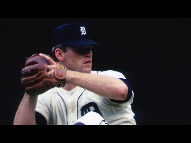 Detroit Tigers ace pitcher Denny McLain shows off a large stuffed