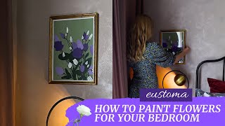 Lesson. How to paint eustoma flowers for your bedroom. Acrylic eustomas | IRENA TONE