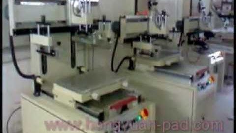 Flat screen printing machine with sliding worktable