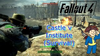 Castle v Institute - Survival Mode - ( Minutemen Main Defend the Castle Quest) - Fallout 4