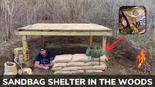 Solo Overnight Building a Sandbag Bunker in The Woods and Chili Mac