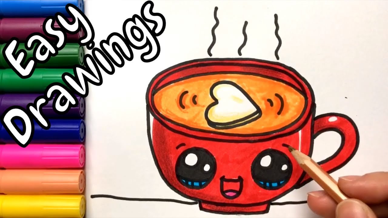 coffee cup and art  Kawaii drawings, Cute easy drawings, Easy drawings