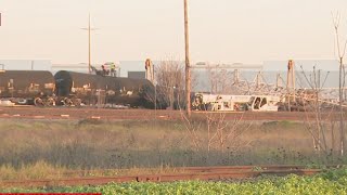 Authorities investigate the cause of a train derailment in Stockton